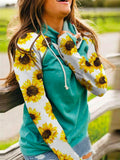 Grün Urlaub Baumwollgemisch Langarm Patchwork Sweatshirt
