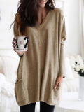 Einfarbiges Langarmshirt mit Taschen