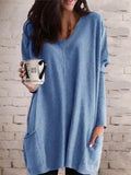 Einfarbiges Langarmshirt mit Taschen