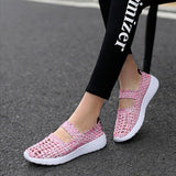 Gewebt Perforiert Keilabsatz Sneakers Pink Lila