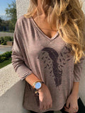 Federmuster Sweatshirts Grau mit Lang Ärmeln