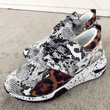 Leopard Farbe Block Schnürung Plateau Sneakers