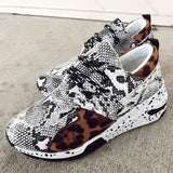 Leopard Farbe Block Schnürung Plateau Sneakers