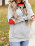 Hellgrau Kapuze Tunnelzug Baumwollgemisch Lässig Sweatshirt