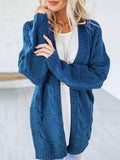 Lang Cardigan Zopfgestrickt Schwarz Weiss