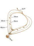 Mehrschichtige Geometrische Goldene Retro-Halsketten aus Legierung