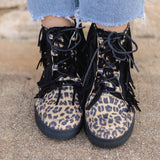 Leopard Gestreift Quaste Schnür Sneakers