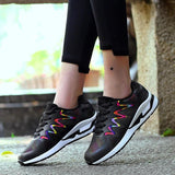 Regenbogenfarben Mesh Stoff Keilabsatz Schnürsneakers