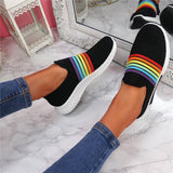 Regenbogen Farben Flyknit Schlupf Laufschuhe Sneakers