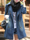 Fashion Lange Jeansjacke mit Knöpfe