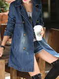 Fashion Lange Jeansjacke mit Knöpfe