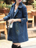 Fashion Lange Jeansjacke mit Knöpfe