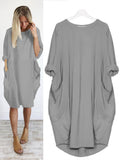 Lässiges Langarmkleid mit loser Tasche
