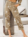 Damenmode Baumwolle Leinen bedruckte Hose
