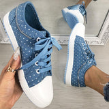 Polka Dot Floral Anhänger Schnürung Sneakers