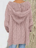 Fashion Lässig Herbst Und Sinter Unifarben Stricken Mit Kapuze Pullover