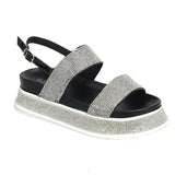 Slingback Strassstein Offene Zehen Plateau Sandale