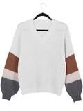 V Ausschnitt Pullover Leicht Warm Einfach Gelb