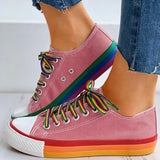 Regenbogen Farbkombination Leinwand Schnürsneakers