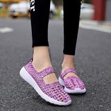 Gewebt Perforiert Keilabsatz Sneakers Pink Lila