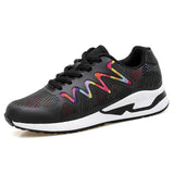 Regenbogenfarben Mesh Stoff Keilabsatz Schnürsneakers