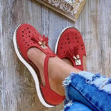 Quaste Perforiert Schnallenriemen Flache Sandalen Pink Braun Blau