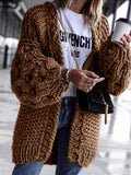 Einfarbige Strickjacke mit Langarm