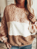 Multifarben Lässig Farbblock Baumwollgemisch Patchwork Sweatshirt