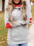Hellgrau Kapuze Tunnelzug Baumwollgemisch Lässig Sweatshirt