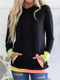Kapuze Baumwollgemisch Lässig Farbblock Sweatshirt