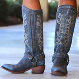 Blau Stickerei Urlaub Winter Stiefelette