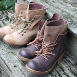 Herbst Schnürung Blockabsatz Stiefelette