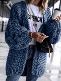 Einfarbige Strickjacke mit Langarm