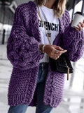 Einfarbige Strickjacke mit Langarm