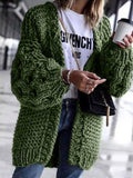 Einfarbige Strickjacke mit Langarm