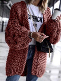 Einfarbige Strickjacke mit Langarm
