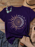 Retro Sonne Buchstabe Print Kurzarmshirts