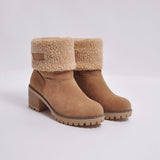Damen warmes Quadratisch Absätze Schneestiefel