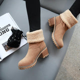 Damen warmes Quadratisch Absätze Schneestiefel