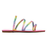 Regenbogenfarben Strasssteine Flach Pantoffel