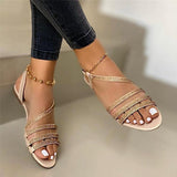 Strasssteine Riemen Slingback Flach Sandale