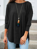 Frauen Solide 3/4-Ärmel Crew Neck Casual T-Shirts