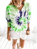 V Ausschinitt Tie-Dye Sweatshirts