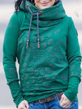 Grün Tunnelzug Baumwollgemisch Lässig Kapuze Sweatshirt