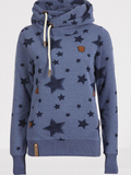 Blau Kapuze Baumwollgemisch Langarm Sweatshirt