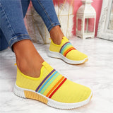 Regenbogen Farben Flyknit Schlupf Laufschuhe Sneakers