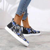 Canvas Camouflage Reißverschluss Flach Sneakers Rot Leopard