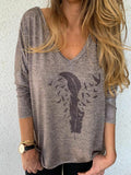 Federmuster Sweatshirts Grau mit Lang Ärmeln