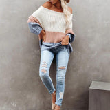 Lässiger Farbblock Pullover