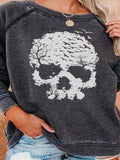 Lässiges Langarm Totenkopf Sweatshirt